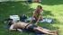 Couple tries to stay hydrated in 103 degree...