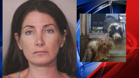 Diane Indelicato, 46, and a photo of the dogs in question