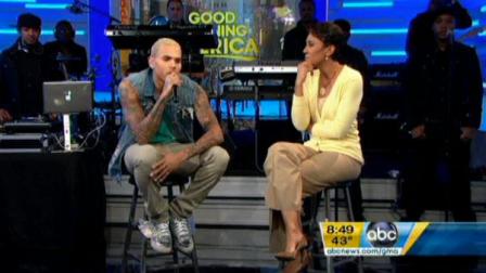 Chris Brown and Robin Roberts during Good Morning America on Tuesday, March 22, 2011.