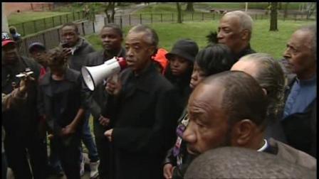 The Rev. Al Sharpton led a prayer vigil Saturday for Tamon Robinson, the Brooklyn man struck and killed by a police cruiser.