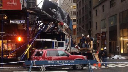 garbage truck scaffolding midtown accident