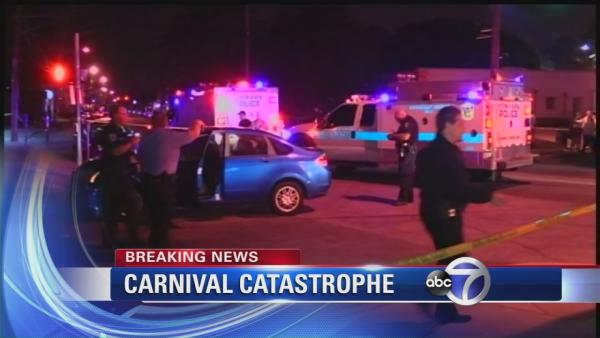 Out-of-control car hits people at carnival
