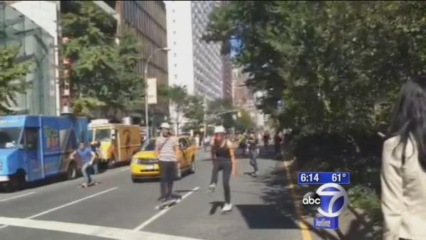 Broadway Bomb skateboarders skate anyway without permit