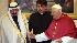 Pope Benedict XVI welcomes Saudi Arabia's King Abdullah at the Vatican, Tuesday, November 6, 2007. Pope Benedict XVI, who riled Muslims over his comments on Islam and violence, met for the first time Tuesday with the monarch of Saudi Arabia, which has been pressed by the Vatican to allow freedom of worship for Christians. (AP Photo/Chris Helgren, pool, File) 