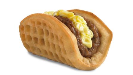This undated product image provided by Taco Bell, shows the companys new waffle taco. The fast-food chain says the waffle taco, which includes scrambled eggs, sausage and a side of syrup, was the top seller during breakfast hours at the five Southern California restaurants where they were tested earlier this year. (AP Photo/Taco Bell)