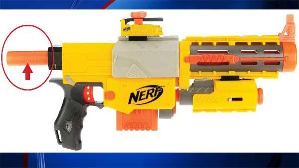 Hasbro recalled Nerf Blasters citing a childs skin can get caught in plunger of the toy.