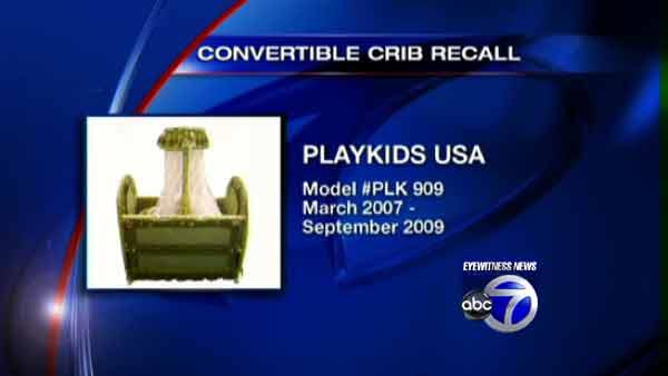 About 2,000 Playkids U.S.A convertible cribs have been recalled after a child died.