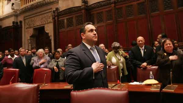 Hiram Monserrate after being sworn into office in Albany (AP Photo)