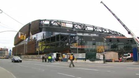 Currently under construction, the Barclays Center will be the new home of the Brooklyn Nets.