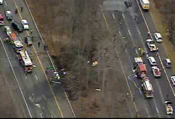 Plane wreckage on I-287