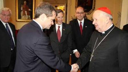 Rep. Quigley is greeted by Cardinal Dziwisz at the Archbishops Office in Krakow.