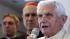 Pope Benedict XVI talks to journalists during a news conference aboard the airplane traveling to Silao, Mexico,