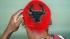 Dennis Rodman, sporting red hair with a Bulls...