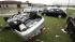 Damaged vehicles sit in front of Essie B. Crosby...