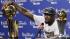 Miami Heat small forward LeBron James rests his...