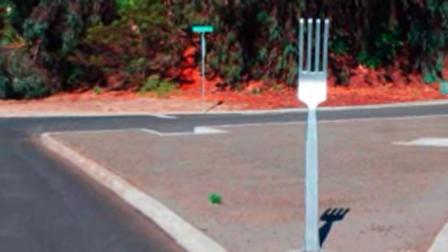 Some motorists in California are getting out of their vehicles to have their picture taken with a unique utensil.