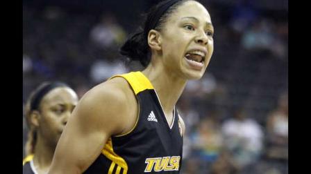 This July 17, 2011 file photo shows Tulsa Shock forward Jennifer Lacy reacting after being called for a foul against the New York Liberty during the first quarter of a WNBA basketball game, Sunday, in Newark, N.J.