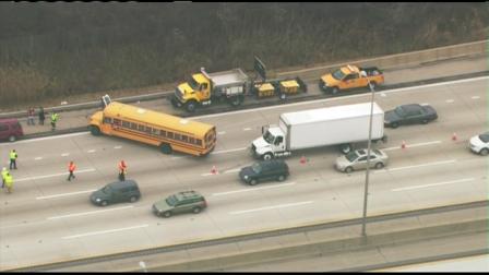A school bus was rear-ended on Interstate 94 at Deerfield Road, Wednesday morning, Dec. 19, 2012. No students reported serious injuries. The bus driver reported minor injuries. The bus was taking students on a field trip to Allstate Arena in Rosemont.
