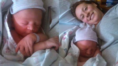 Left: Baby Aidan; Right: Baby Aidan and mom
