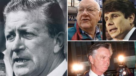 Clockwise from left: Otto Kerner, George Ryan, Rod Blagojevich, Dan Walker