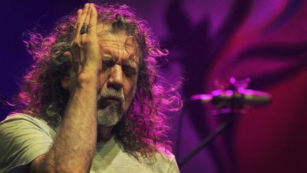 Robert Plant, lead vocalist and lyricist of the rock band Led Zeppelin, performs during the Timbre Rock and Roots concert in Singapore. (AP Photo/Wong Maye-E)