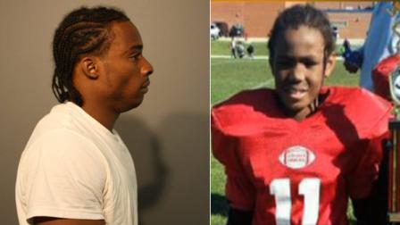 Suspect Darris Moore (left) and 10-year-old shooting victim Jaylen Price (right) pictured above.