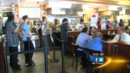 Protesters descend on Jasons Deli in the Loop on Thursday to protest the firing of a worker who was terminated after she complained about sexual harrassment and racial slurs.