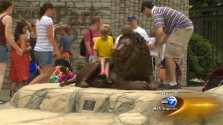 The Lincoln Park Zoo honored Adelor the African lion with a life-size bronze statue.