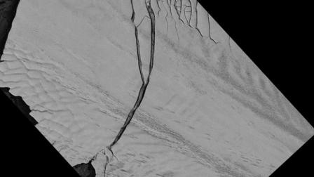 Image of the Pine Island Glacier ice shelf from the German Aerospace Center Earth monitoring satellite TerraSAR-X captured on July 8, 2013.