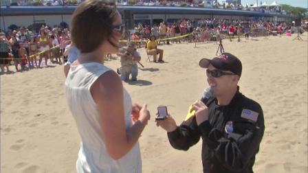 This years Air and Water Show will be very memorable for one couple as one parachuter made a very special ending to his jump.
