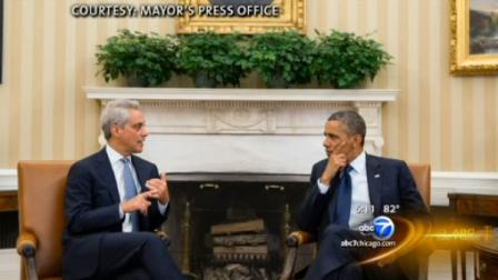 Mayor Rahm Emanuel met with President Obama in Washington on Monday.
A spokeswoman says their discussion was private.