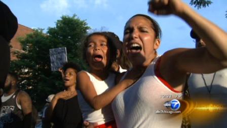 Protesters upset over the not guilty verdict in the trial of George Zimmerman took to the streets of Chicago again on Monday night.
