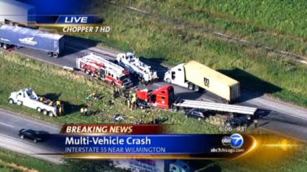 Emergency crews are on the scene of a serious accident on I-55, south of I-80, near Wilmington in the Southwest Suburbs.