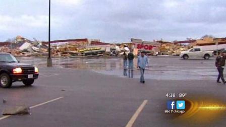 The strip along Route 45 in Harrisburg, Illinois was one of the areas hit hardest by the Leap Day tornado.
