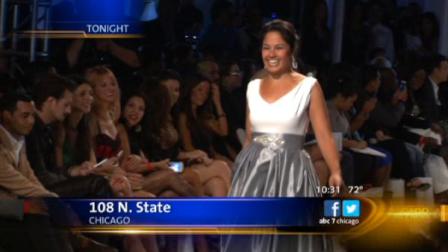 ABC7s Stacey Baca on the runway at Latino Fashion Week