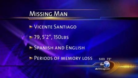 The publics help is asked in helping find Vicente Santiago, 79, a missing senior citizen from the Humboldt Park neighborhood.