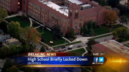 Lyons Township High School was briefly locked down Thursday afternoon while police investigated reports that shots had been fired.
