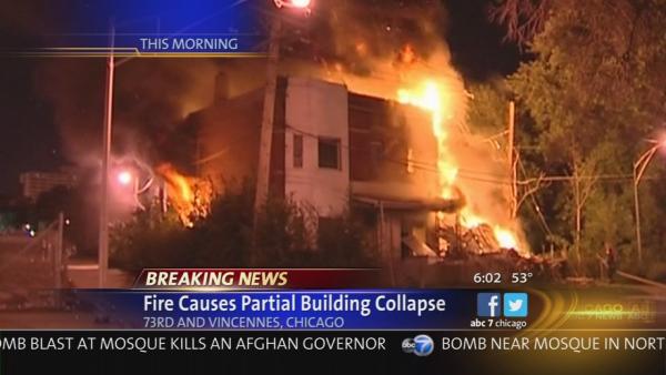 Fire, building collapse in Park Manor area