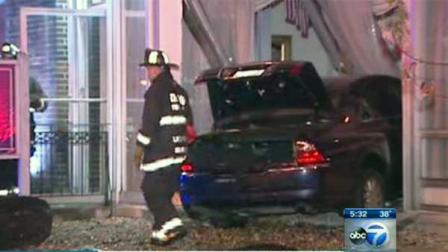 A driver fled the scene after a car plowed into the front of a nursing home on Chicagos Far North Side.