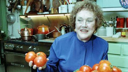 Julia Child shows off tomatoes