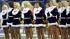 Baltimore Ravens cheerleaders line up before an...