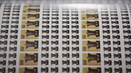In this Feb. 21, 2007 photo provided by the U.S. Postal Service, Forever postage stamps are printed at Ashton Potter in Williamsville, N.Y. (AP Photo/U.S. Postal Service, Daniel Afzal)