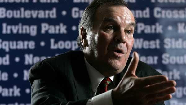 File photo of then-Chicago Mayor Richard M. Daley answering questions during an interview with The Associated Press in Chicago, Tuesday, Dec. 12, 2006. (AP Photo/Charles Rex Arbogast)