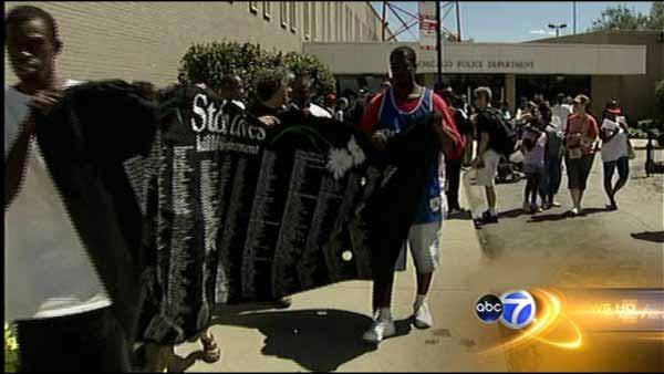 A group of families held a rally Saturday to protest several recent shootings involving the citys police department.