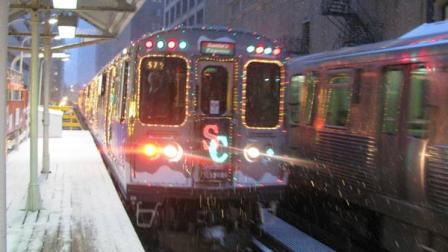In this file image, the Chicago Transit Authoritys Holiday Train pulls into the State and Lake Brown Line station on Wednesday, Dec. 9, 2009.