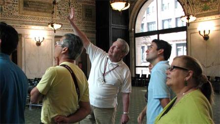 Chicago Greeter is a free tour offered by the Chicago Office of Tourism. It matches visitors with city-wise volunteers. This tour started at the Cultural Center.