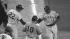Ernie Banks of the Chicago Cubs trots home after...