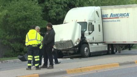 A freight train collided with a semi-truck in north suburban Barrington on Thursday night. The semi-truck then smashed into two other cars.
