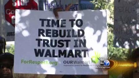 Protesters rally against Walmart in Chicago and more than a dozen other cities around the country.