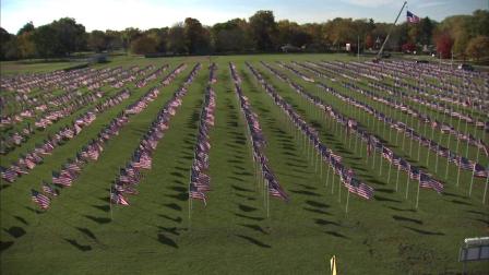 The opening ceremony was held Sunday for whats called the Healing Field for Military Veterans at West Aurora High School.